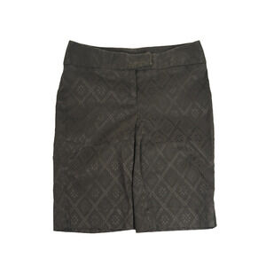 White House Black Market Shorts Womens 2 Black Textured Jacquard Bermuda Career